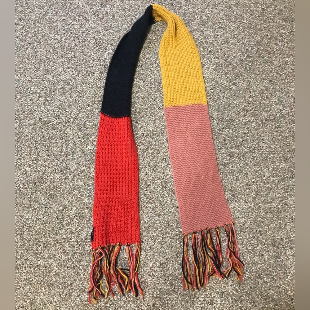 Multi colored knitted scarf